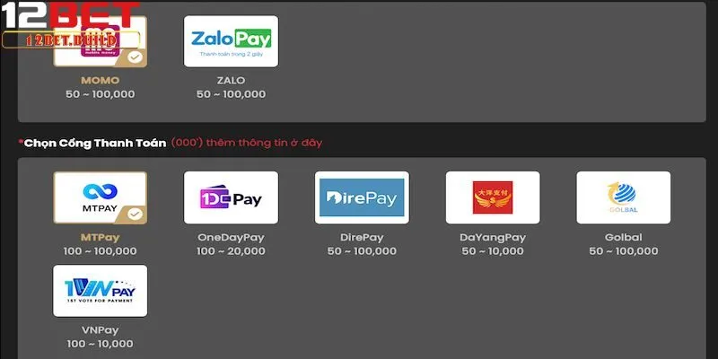 Gửi tiền chơi game bằng ví điện tử
